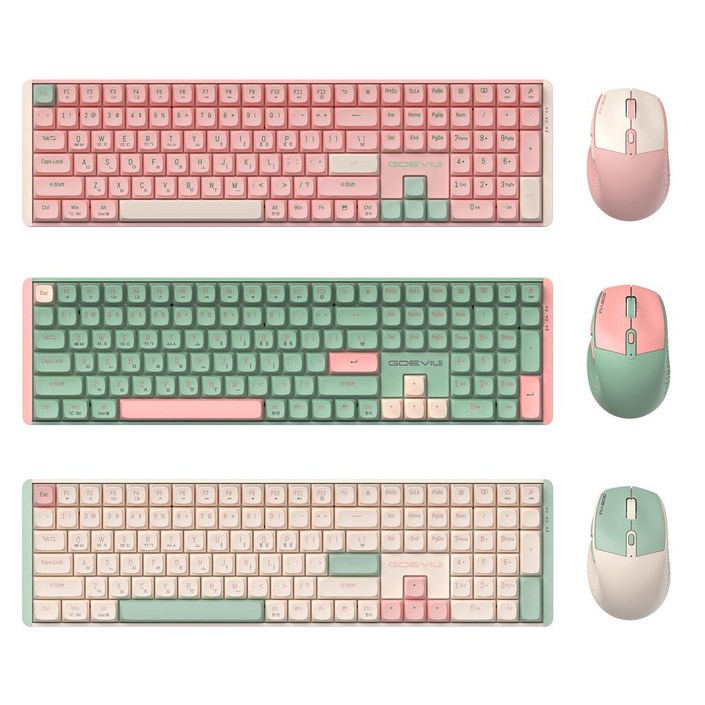 GDEVIL MK850W 저소음 무선 기계식 키보드 마우스 세트 (3컬러), 민트, 단일상품, 인체공학