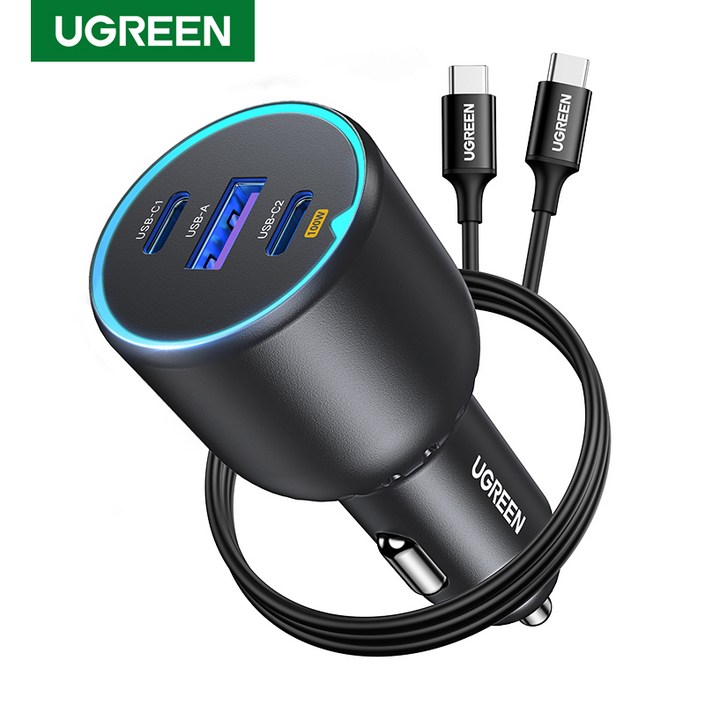 UGREEN 유그린 130W 차량용 시거잭 100W C타입 1M 케이블 1개 포함 차량용 충전기 고속충전기, Black UGREEN 유그린 130W 차량용 시거잭 100W C타입 1M 케이블 1개 포함 차량용 충전기 고속충전기, Black
