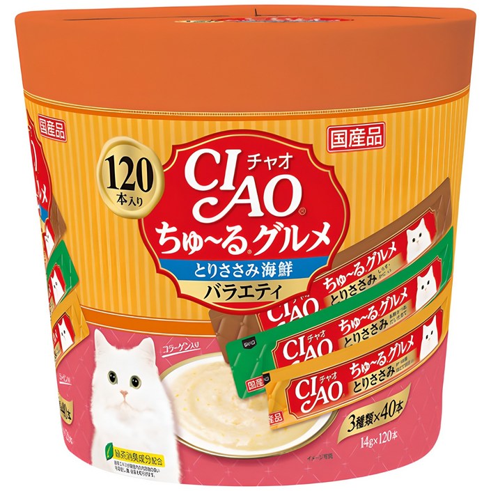 챠오츄르 구루메 고양이 간식 120p, 혼합맛닭가슴살해산물, 1.68kg, 14ml, 1개