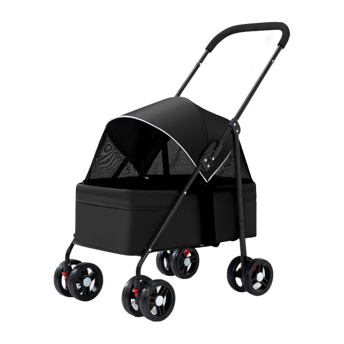 몽글펫 접이식 저상형 강아지 유모차 반려동물 개모차, 블랙, 1개