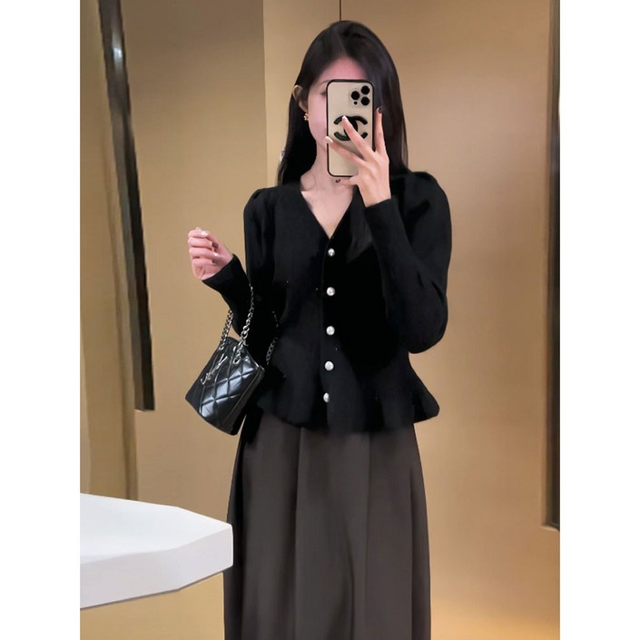 엘디르 여성 브이넥 페플럼 블라우스 자켓