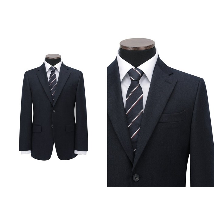 코오롱 브렌우드 중년 남성 네이비 잔조직 울혼방 스판 일반핏 정장세트 가을겨울 수트 무료배송