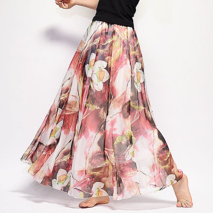 퀸앤조이 보헤미안 프린팅 밴딩 스커트