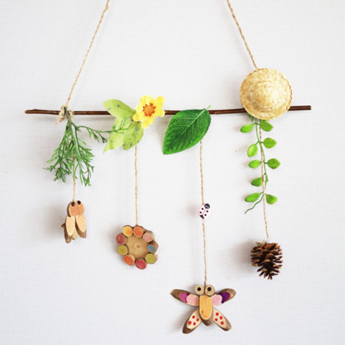 자연물 우드 모빌  미술활동  만들기수업  공예  방과후  DIY  모빌만들기  만들기재료  만들기키트  치매예방  만들기세트  돌봄교실  자연물 , 1세트