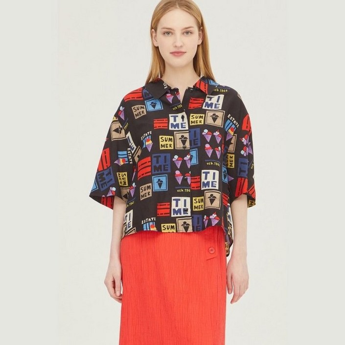 베네통노아 패턴 린넨셔츠 BABLB65311440466