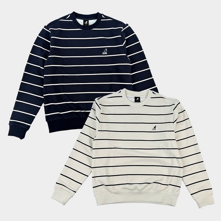 캉골 맨투맨 에센셜 스트라이프 스웨트셔츠 긴팔티