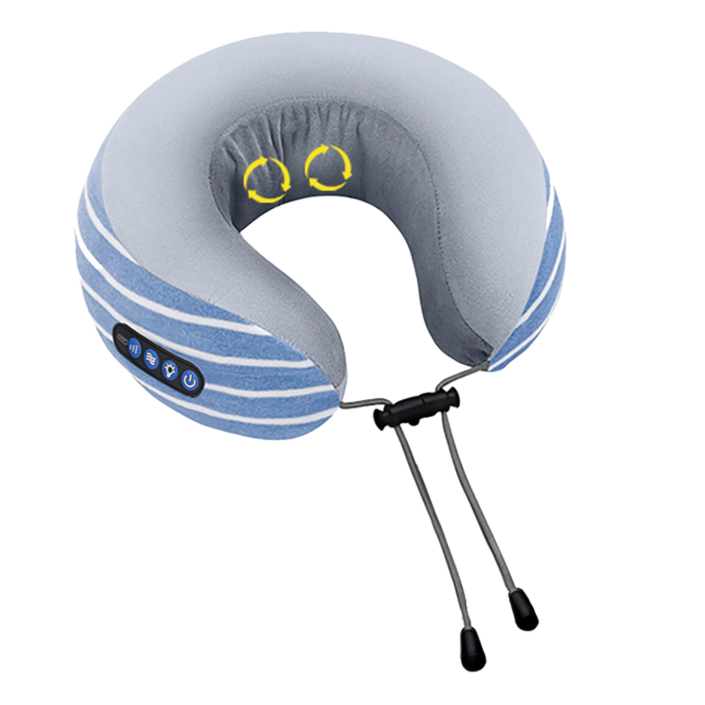 HU LULU 무선 USB충전식 마사지 쿠션 목베개 휴대용 온열 목 어깨 안마기 TYPEC, 블루
