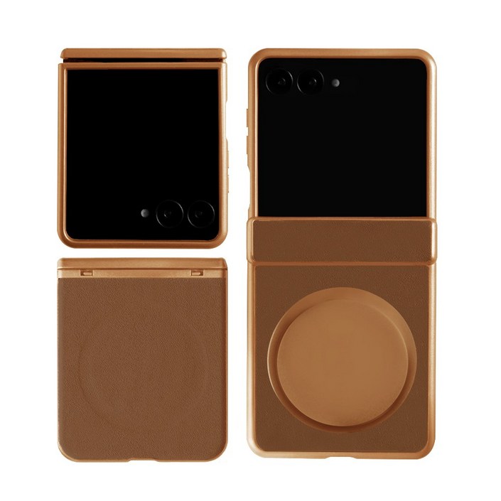 제루크 갤럭시 호환 Z플립 맥세이프 힌지보호 소가죽 풀커버 그립 케이스