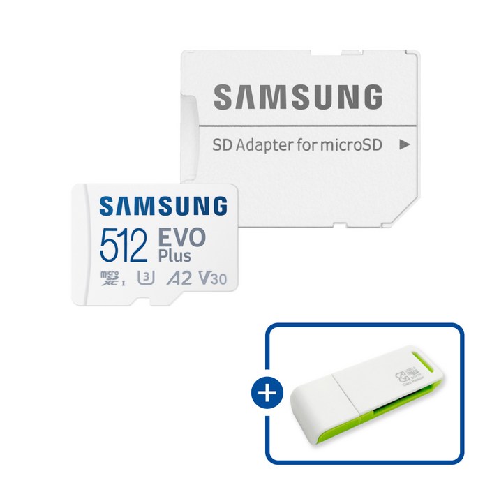 삼성전자 마이크로SD카드 EVO PLUS MBMC64SAKR 이엘 연두 카드 리더기 USB2.0 2in1, 1개