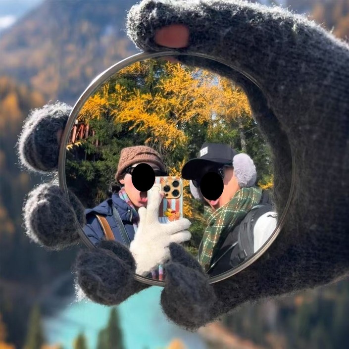 셀카 미니손거울 원형 볼록 거울 손거울 셀카모니터 타입 백미러 9.5cm외출 여행 시 그룹 사진과 셀카에 필수인 트렌드 신제품