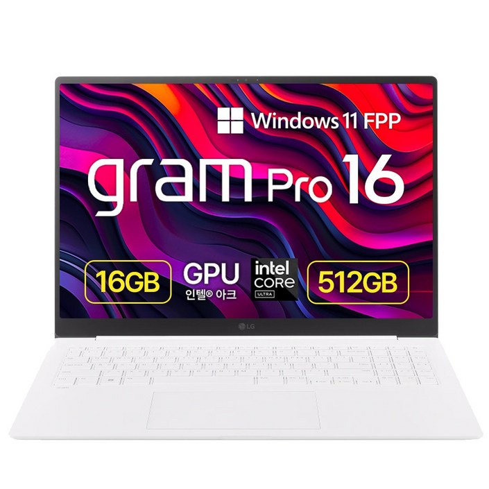 LG전자 그램 Pro 16ZD90SPGX76K 코어 울트라7 인텔 Arc, 16ZD90SPGX76K, WIN11 Home, 16GB, 512GB, 에센스 화이트