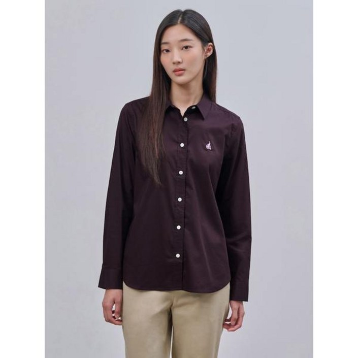 빈폴 BEANPOLE 빈폴레이디스 피치 포플린 레귤러핏 셔츠  브라운 BF4864C01D 384521