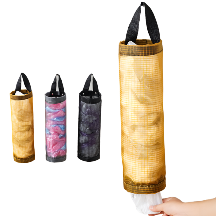 달자샵 비닐봉투 걸이형 수납 정리함 디스펜서, 12개, 옐로우+그레이+블랙