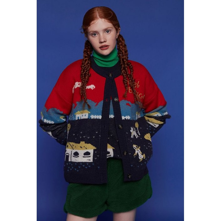 베네통들판 라운드넥 니트 가디건 BAKC624611385804