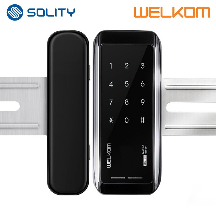 무료설치 솔리티 웰콤 WG10N 양문형홀더포함 번호키전용 강화유리문용 좌우수문인식키패드자동전환 상시문열림기능 차임벨 생활방수 상가 빌라 업소 현관문 디지털도어락 도어록, 솔리티 웰콤 WG10N 양문형