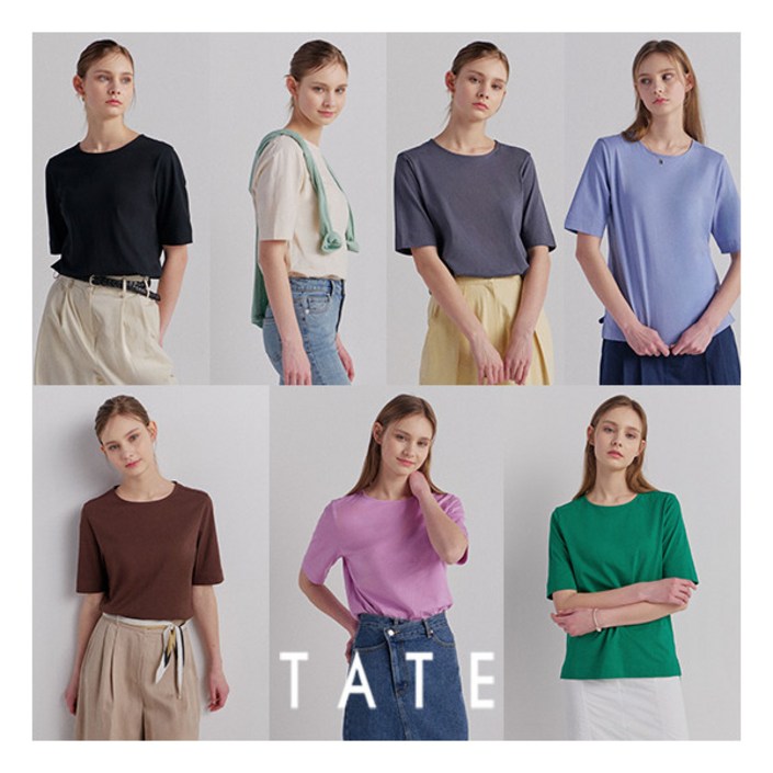 [테이트] (런칭가 59,900원) TATE 24SS 오가닉 코튼100 여성 티셔츠 7종