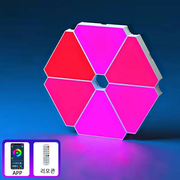 Meyuge LED 간접 패널 라인 조명 DIY 조립식 벽조명 스마트 RGB 모듈식 패널, 6개, 블루투스 앱+리모콘 * 6개