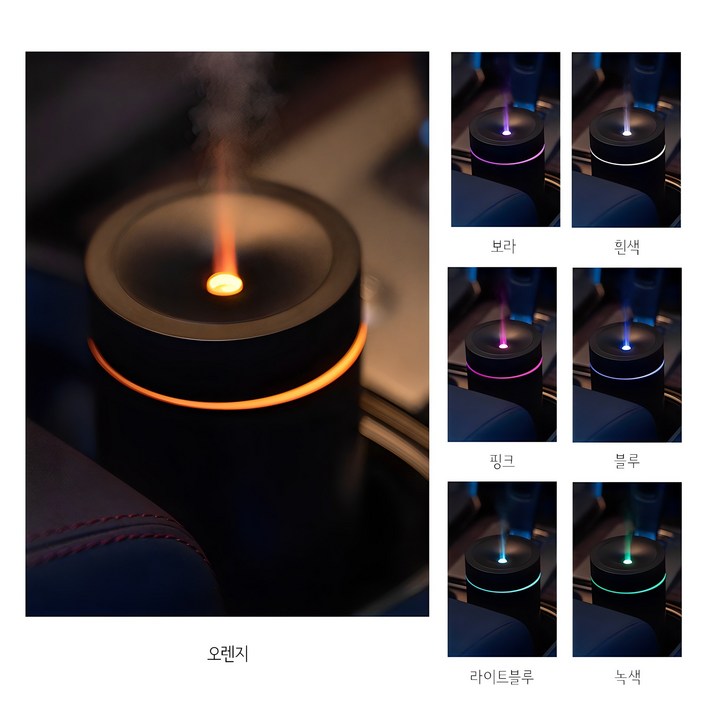HU LULU 무선 미니 초음파 무드등 차량용 휴대용 가습기 c타입, 블랙