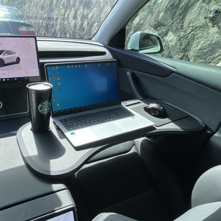 루이홈즈 차량용 식탁 테이블 간이책상, 블랙, 1개