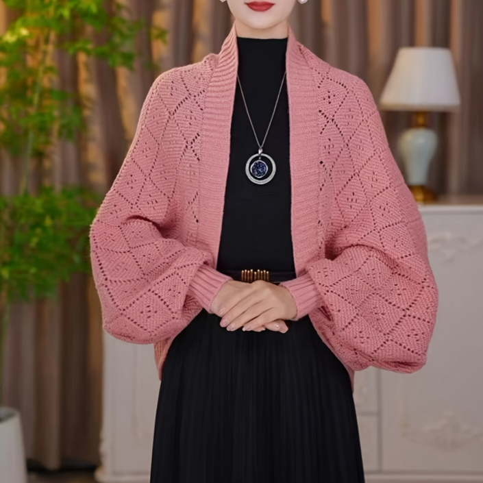 여성용 우아한 니트 가디건 방풍 넥워머 겸용 목도리 가디건형 숄