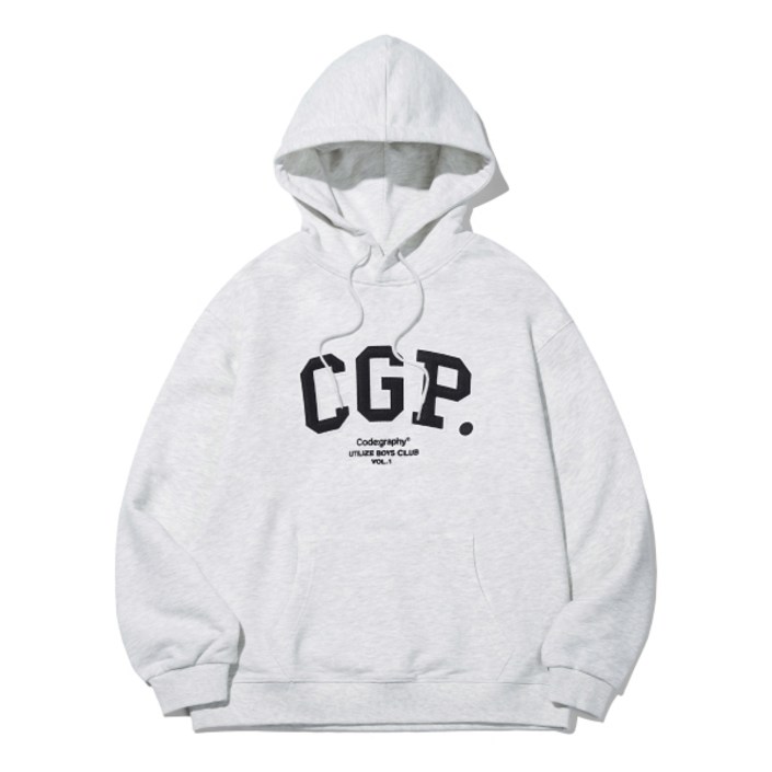 코드그라피 기모 Ver. CGP 아치 로고 후드티 라이트그레이