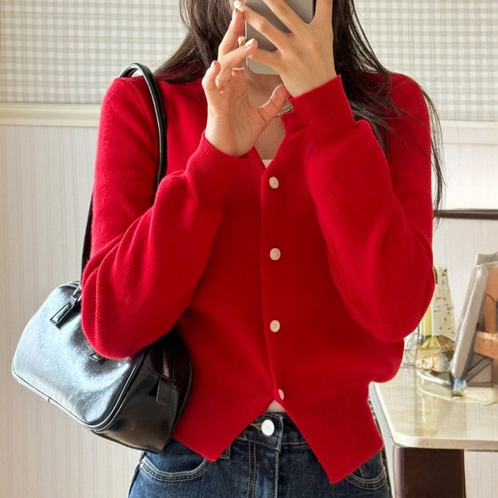 떳다그녀 메리스 캐시미어 가디건 봄가을가디건 트임 브이넥가디건 긴팔 베이직가디건