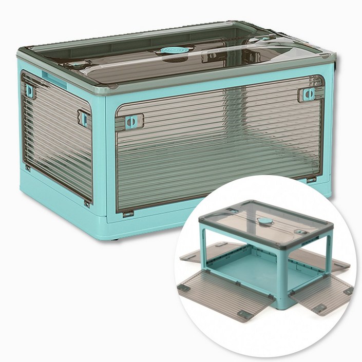 뉴빙 미니멀리즘 5면 오픈형 도어 접이식 폴딩 리빙 박스, 1개, 스카이