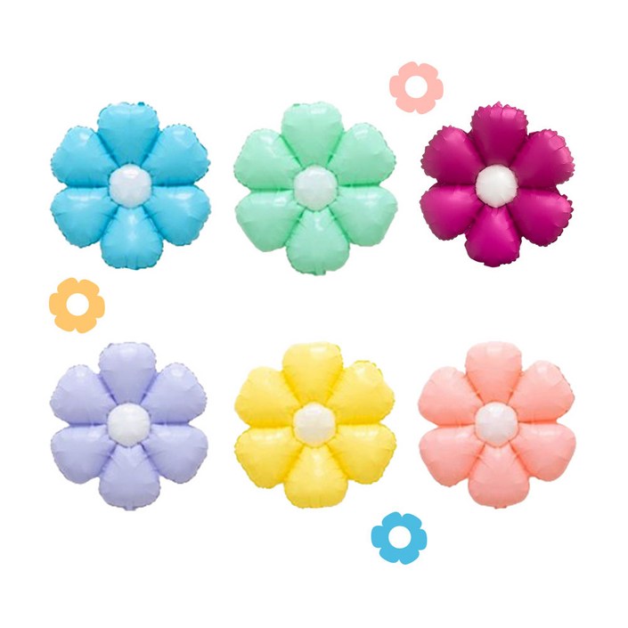 데이지 꽃 파스텔 호일 풍선 생일 홈파티 6종 혼합세트