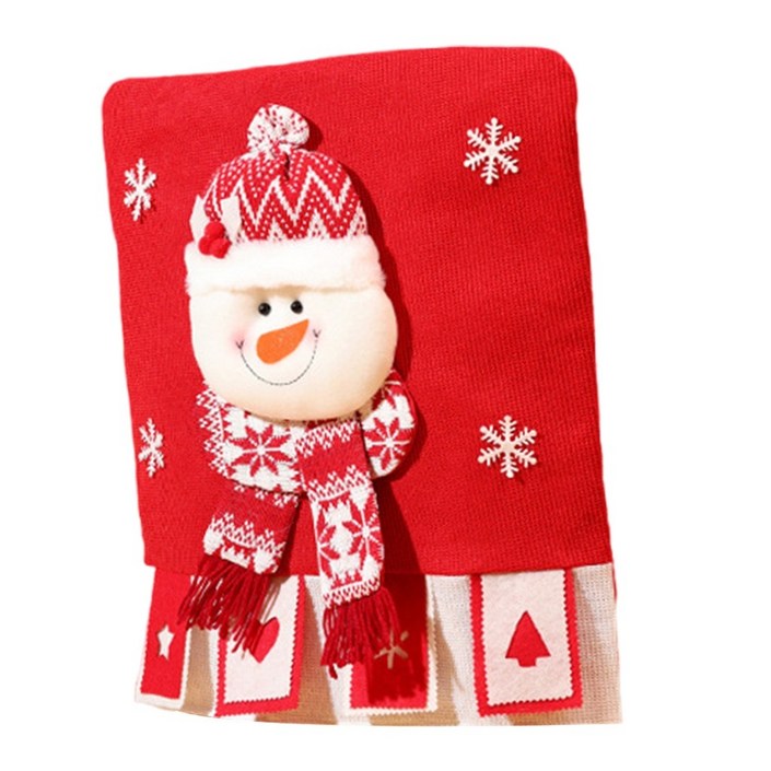 크리스마스 다이닝 룸 장식 의자 장식용 1PC 의자 커버 산타 스노우맨 엘크 의자 등받이 슬립커버