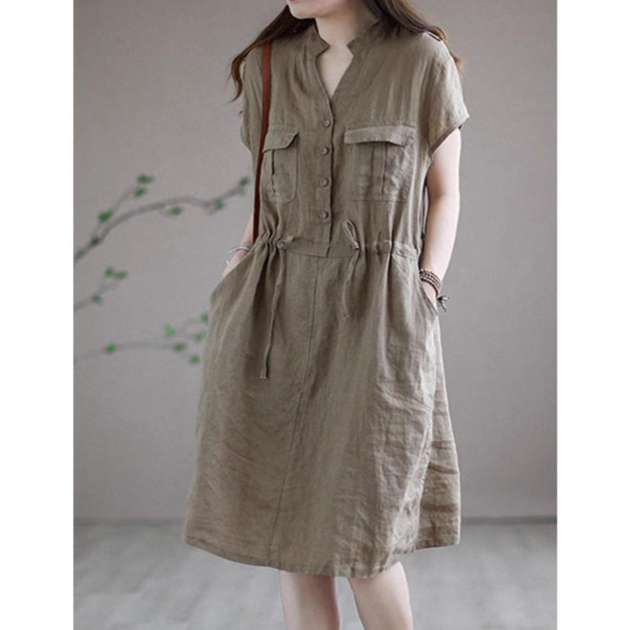 마샹스 여성 신상 린넨 빅사이즈 2XL 박시 원피스 5062105