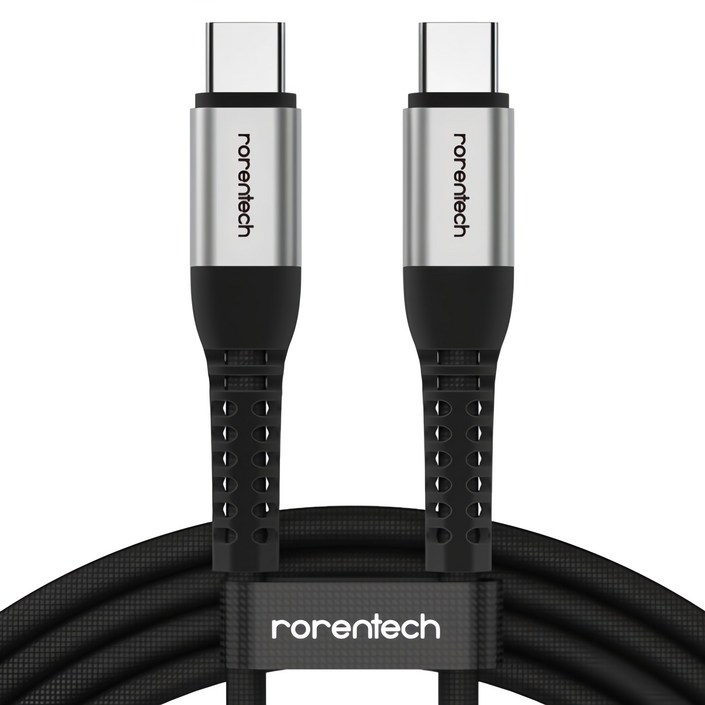 로랜텍 초고속 충전케이블 C to C PD 60W, 1.2m, 실버블랙 로랜텍 초고속 충전케이블 C to C PD 60W, 1.2m, 실버블랙