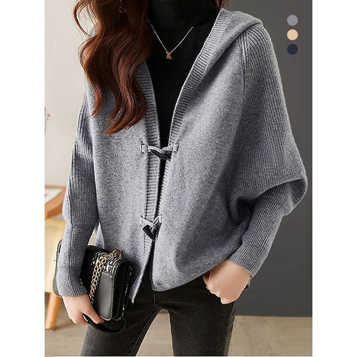 키리앙 니디 가오리핏 후드 니트 가디건