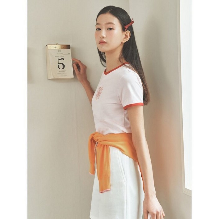 매장정품 빈폴레이디스 하트 프린트 반소매 티셔츠 핑크 감성 모던핏