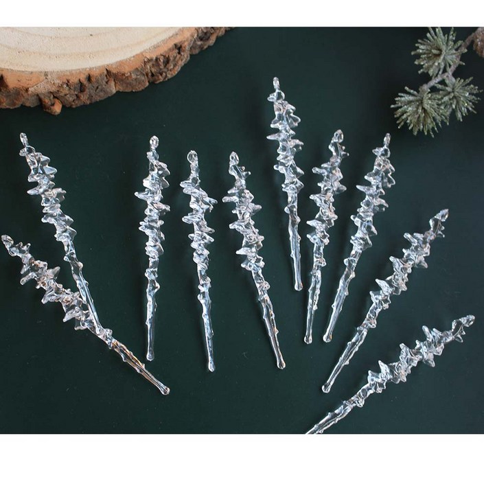 왓위셀 아크릴 아트 고드름 오너먼트 10p 크리스마스 트리 장식, 1세트, 투명