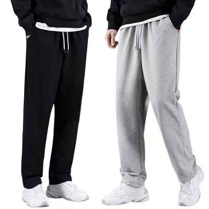 2장세트 남녀공용 고급 컴포트 면 춘추 츄리닝바지 트레이닝 스트레이트 일자 팬츠