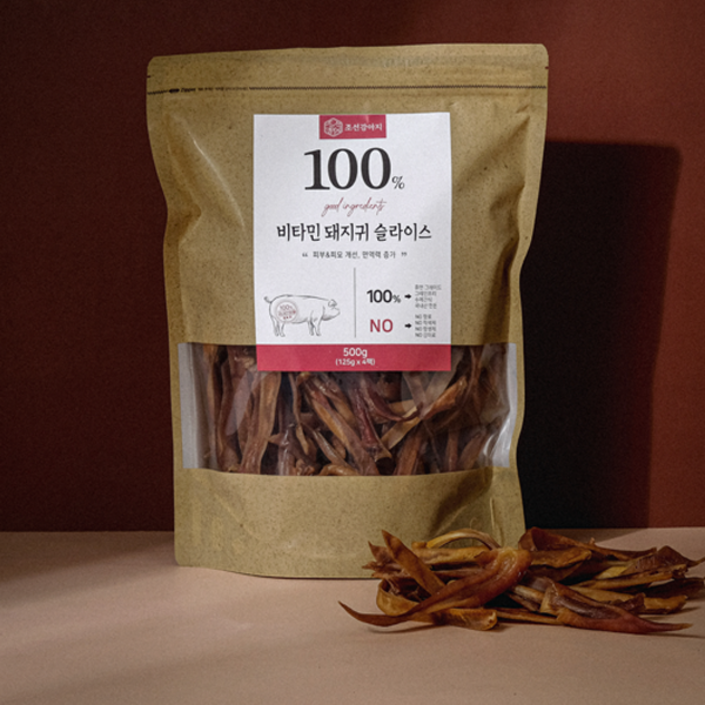 조선강아지 대용량 국산 강아지 수제간식, 비타민 돼지귀 슬라이스, 400g, 1개