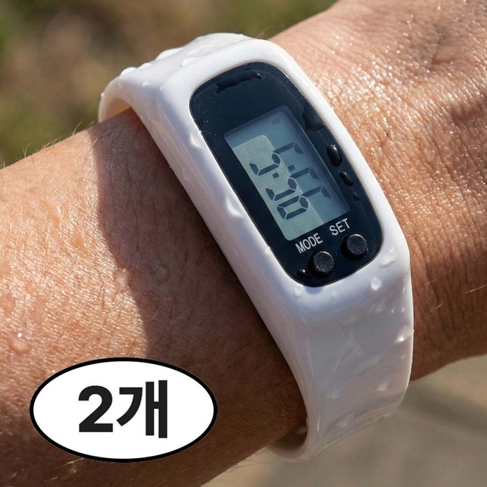 슈가라인 초경량 만보기 시계 2개입 걷기 런닝 운동 다이어트, 1세트, 화이트화이트