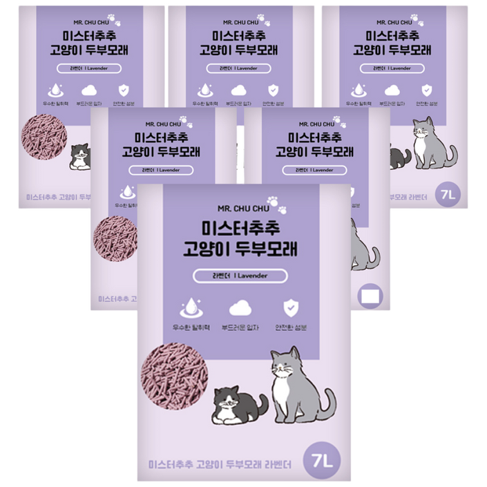 미스터추추 고양이 두부 모래, 7L, 6개, 라벤더향