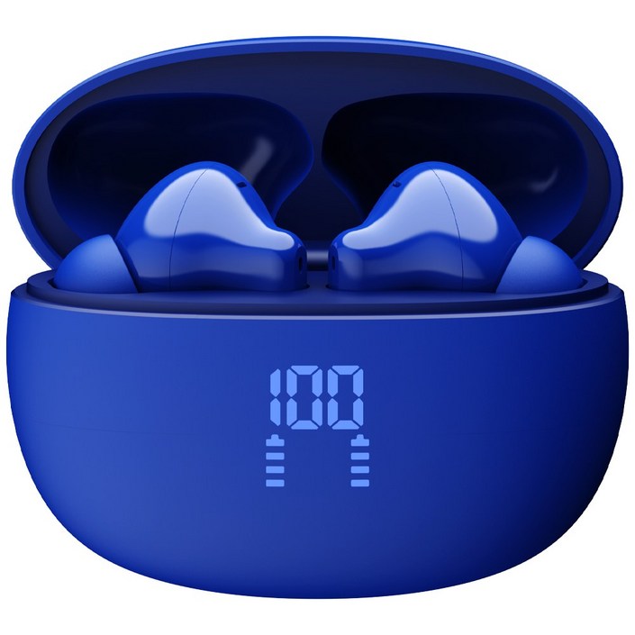 프랑스 톰슨 ENC 노이즈 캔슬링 LED 블루투스 6.0 이어폰 무선 방수, 블루 TBE201B