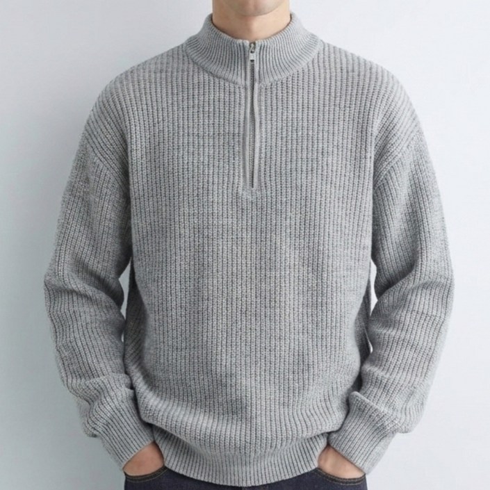 비상루트 남성 반집업 니트 미드넥 하프지퍼 루즈핏 드롭숄더 데일리 스웨터