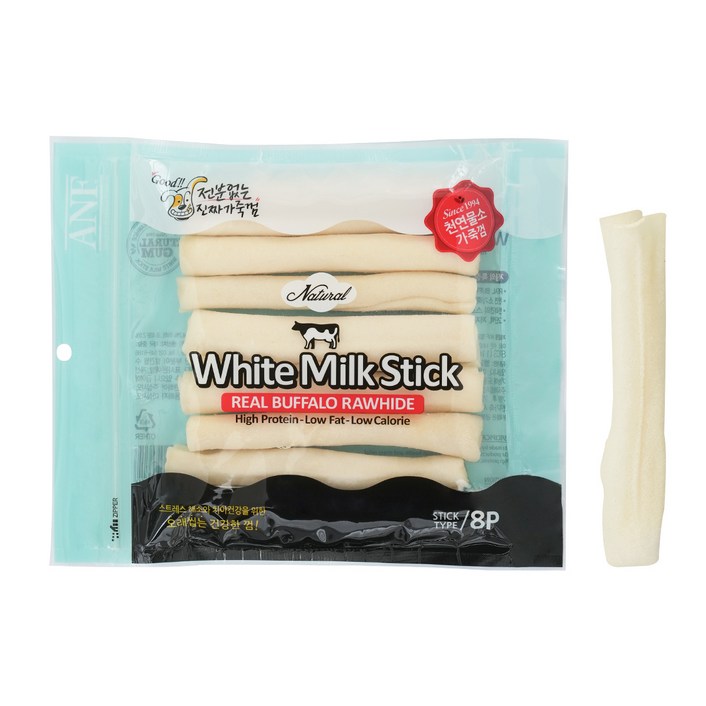 ANF 강아지 로하이드 화이트 밀크스틱 8p