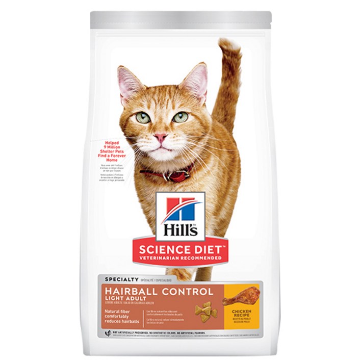 힐스 사이언스다이어트 어덜트 헤어볼 컨트롤 라이트 다이어트 고양이 사료, 닭, 3.2kg, 1개, 헤어볼