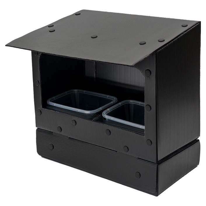 뽀시래기 반려동물 급식소 밥그릇 야외 방수 2단 하우스, 블랙, 1개