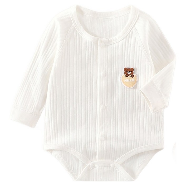 베베니즈 신생아용 파스텔패치 순면 긴팔바디수트