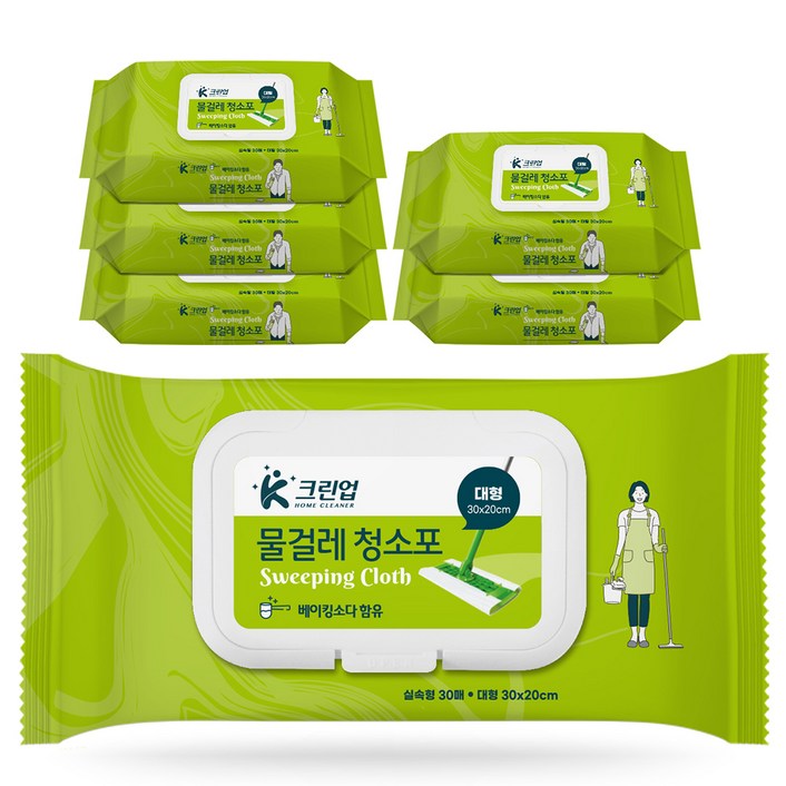 크린업 물걸레 청소포 대형 30매, 6개 크린업 물걸레 청소포 대형 30매, 6개
