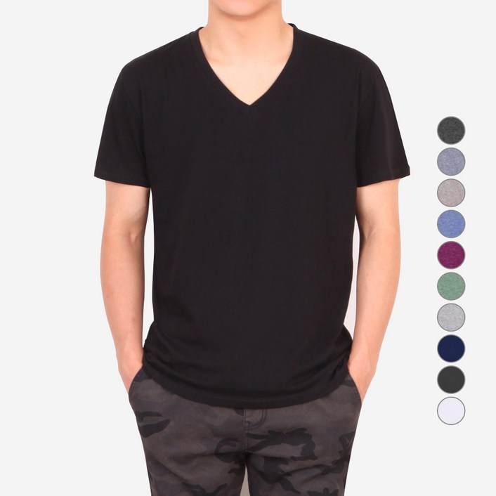 스타토리 남성용 심플 V넥 빅사이즈 통기성 반팔 티셔츠