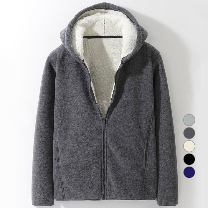 후앙스 오버핏 남녀공용 털 후리스 후드 집업 CJJP-2202