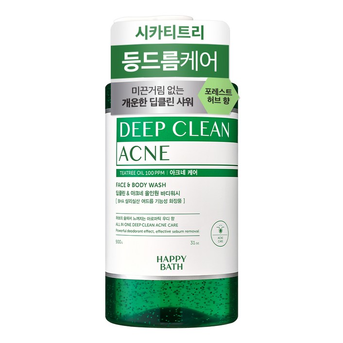 해피바스 딥클린 티트리 아크네 케어 올인원 바디워시 우디 허브향 해피바스 딥클린 티트리 아크네 케어 올인원 바디워시 우디 허브향