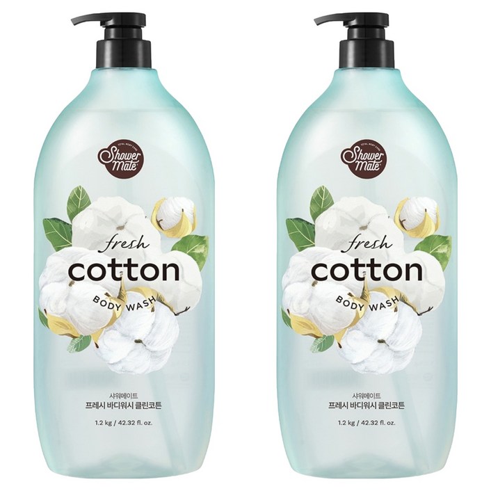 샤워메이트 바디워시 클린코튼, 1.2kg, 2개