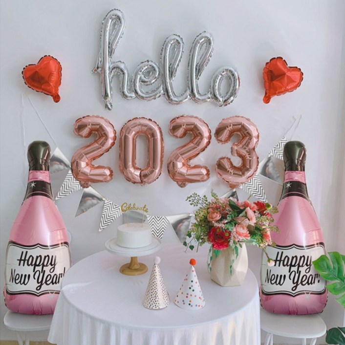 헬로 2023 장식세트 샴페인 핑크